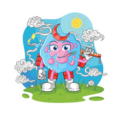 cell samurai cartoon. cartoon mascot vector