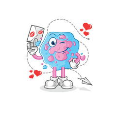 cell hold love letter illustration. character vector