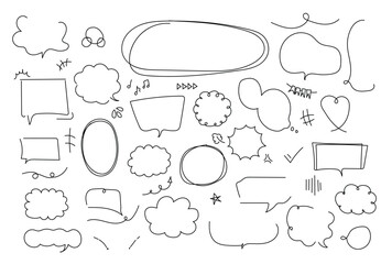 Hand drawn simple speech bubble set Monochrome / Editable line width / Speech bubble, balloon, frame, frame, illustration, icon, cartoon, manga