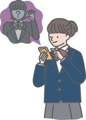 知らない女の子とSNSで連絡を取り合う女の子