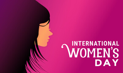 International Womens Day. Gender equity and gender equality for all. Women empowerment campaign, embrace equity. Illustration of women's faces with silky black hair facing aside. IWD theme.