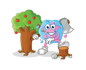 cell fairy with wings and stick. cartoon mascot vector