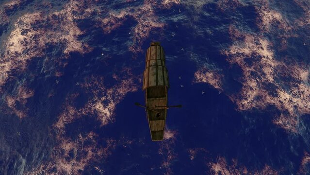 Fishing boats fishing at dusk on the Pacific Ocean