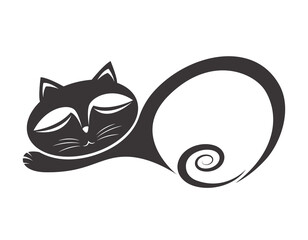 Sleeping cat design isolated on transparent background. Pet. Animals.