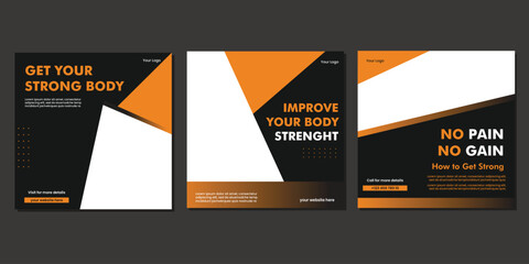 Set of Editable minimal square banner template. Suitable for social media post and web internet ads. Vector illustration with photo college