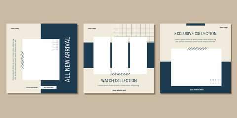 Set of Editable minimal square banner template. Suitable for social media post and web internet ads. Vector illustration with photo college