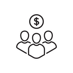 thin line mutual fund icon like investors success. abstract flat lineart trend modern stroke remuneration logotype graphic art design isolated on white. concept of diversification and partner or owner