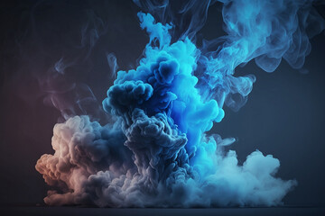 colorful blue smoke on dark background