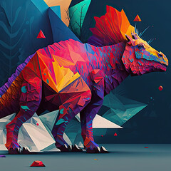 Beautiful, colorful dinosaur design, triceratops, fierce powerful, large, dino, that is extinct