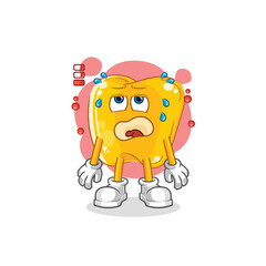 gold teeth low battery mascot. cartoon vector