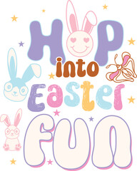 happy easter Groovy svg design,  easter bunny Quotes design
