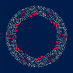 Wreath of flowers and herbs for herbal tea. Vector illustration.