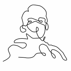 illustration of a man wearing glasses looking from the side. simple and minimalist line art. simple vector