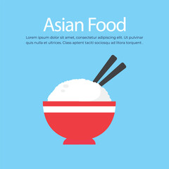 Rice in a bowl with chopstick vector illustration.