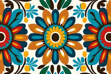 Fototapeta na wymiar Traditional afican color flower pattern, Generative AI
