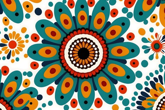 Traditional afican color flower pattern, Generative AI