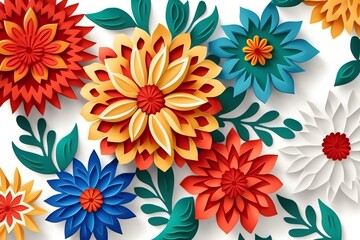 Fototapeta na wymiar Colorful 3D flower pattern background, Generative AI