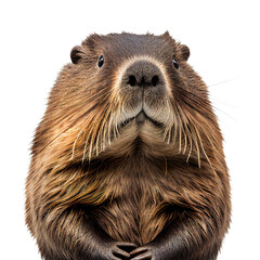 beaver face shot , isolated on transparent background cutout , generative ai - obrazy, fototapety, plakaty