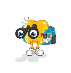 gold teeth with binoculars character. cartoon mascot vector