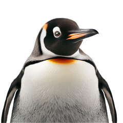 penguin  face shot , isolated on transparent background cutout , generative ai
