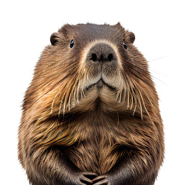 beaver face shot , isolated on transparent background cutout , generative ai