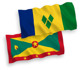 Flags of Saint Vincent and the Grenadines and Grenada on a white background