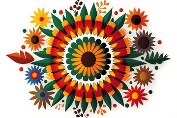 Fototapeta na wymiar Indigenous flower pattern in traditional color, Generative AI