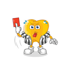 gold teeth referee with red card illustration. character vector