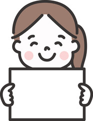 白いパネルを持つ女の子のイラスト