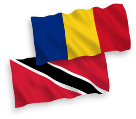 Flags of Romania and Republic of Trinidad and Tobago on a white background