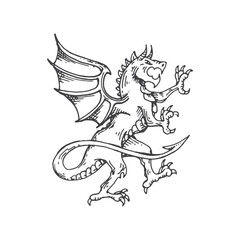 Rampart dragon medieval heraldic monster sketch