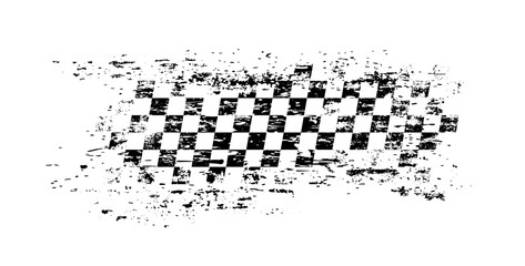 Grunge race flag, isolated banner for motocross
