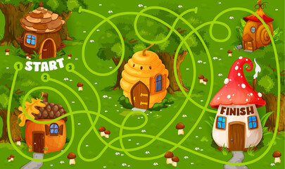 Labyrinth maze with fairytale cartoon houses