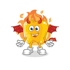 Fototapeta premium gold teeth demon with wings character. cartoon mascot vector