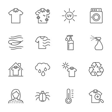 laundry icons set, vector simple thin line icon