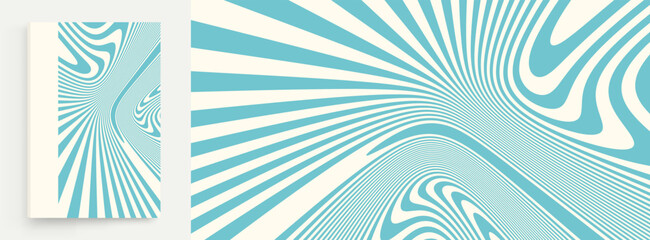 Psychedelic pattern with melting and distorting lines. The geometric background by stripes. 3d vector illustration for brochure, annual report, magazine, poster, presentation, flyer or banner.
