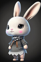 Fototapeta na wymiar Rabbit as Super Cute Cool Fashion Model with Expression Generative AI Digital Illustration Part#280223