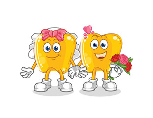 gold teeth wedding cartoon. cartoon mascot vector