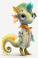 Seahorse  as Super Cute Cool Fashion Model with Expression Generative AI Digital Illustration Part#280223