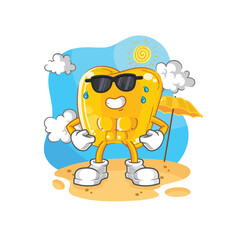 gold teeth sunbathing in summer. character vector