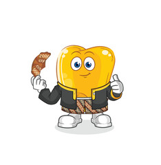 gold teeth Javanese character. cartoon mascot vector