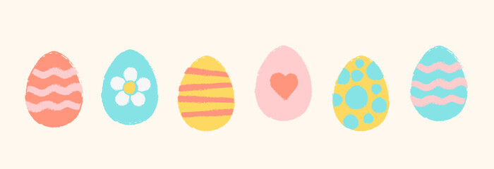 Vector hand drawn silhouette of Easter eggs in a doodle style