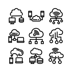 cloud network icon or logo isolated sign symbol vector illustration - high quality black style vector icons
