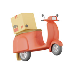 Obraz premium Delivery On Motorcycle Delivey Package 3D Illustrations