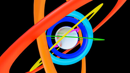 round rainbow rings. background. 3d render illustration