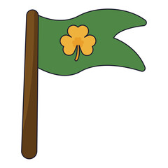 Clover Flag St Patrick Color 2D Illustration