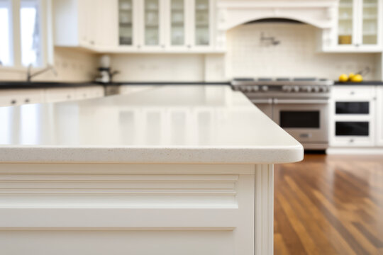 Close up photography of Marble table with kitchen Background