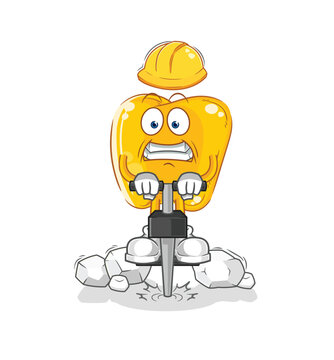 gold teeth drill the ground cartoon character vector