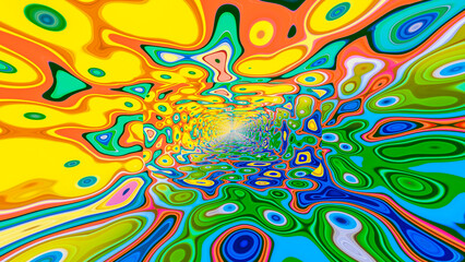 abstract background. different rainbow geometric patterns. tunnel. 3d render illustration