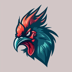 Angry rooster head mascot esport logo vector illustration with isolated background © tanjidvect